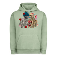 Pigment Oil Green Skeleton couple Valentine's Day Urban Hoodie - FaDigitalArtStudio