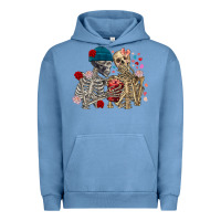 Pigment Pebble Blue Skeleton couple Valentine's Day Urban Hoodie - FaDigitalArtStudio