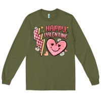 Army Green happy valentine heart Long Sleeve Tee - MaliasSmallBusiness