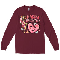 Burgundy happy valentine heart Long Sleeve Tee - MaliasSmallBusiness
