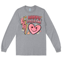 Heather Grey happy valentine heart Long Sleeve Tee - MaliasSmallBusiness
