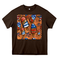 Chocolate Brown patriotic popsicles seamless pattern Heavy Core Tee - HRA Design Shop