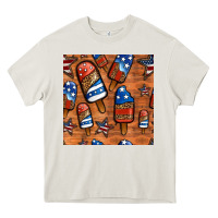 Cream patriotic popsicles seamless pattern Heavy Core Tee - HRA Design Shop