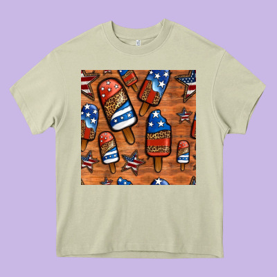 Patriotic Popsicles Seamless Pattern Heavy Core Tee Designed By Hra Design Shop
