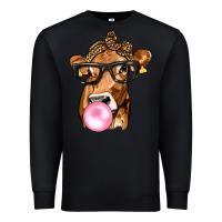 Black Cow Lick with Leopard Bandana Premium Sweatshirt - texasbilliewilder