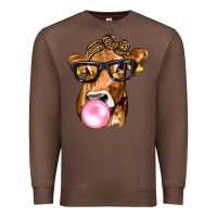 Chestnut Cow Lick with Leopard Bandana Premium Sweatshirt - texasbilliewilder