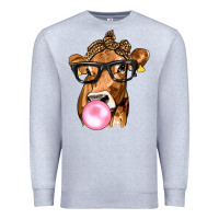 Heather Grey Cow Lick with Leopard Bandana Premium Sweatshirt - texasbilliewilder