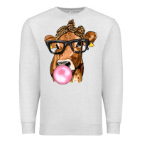 Oatmeal Heather Cow Lick with Leopard Bandana Premium Sweatshirt - texasbilliewilder