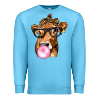 Ocean Blue Cow Lick with Leopard Bandana Premium Sweatshirt - texasbilliewilder
