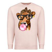 Pale Pink Cow Lick with Leopard Bandana Premium Sweatshirt - texasbilliewilder