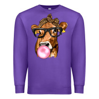 Purple Cow Lick with Leopard Bandana Premium Sweatshirt - texasbilliewilder