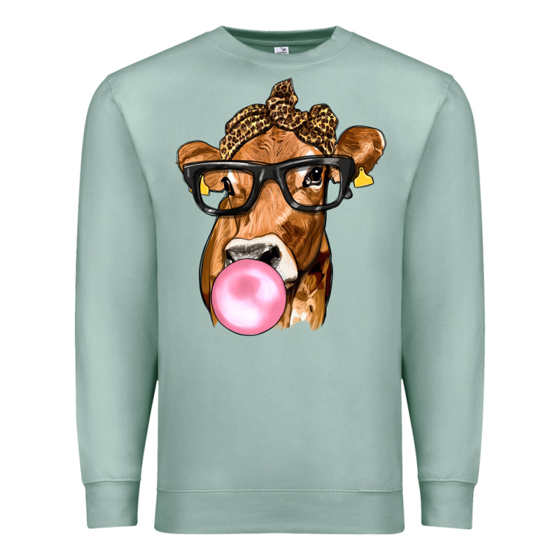Cow Lick With Leopard Bandana Premium Sweatshirt by texasbilliewilder | Teevron