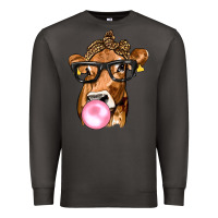 Smoke Cow Lick with Leopard Bandana Premium Sweatshirt - texasbilliewilder