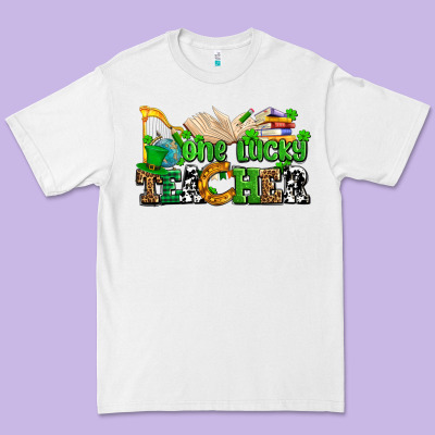 One Lucky Teacher Premium Tee Designed By Adodesignshop