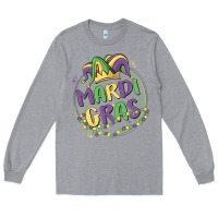 Heather Grey mardi gras Long Sleeve Tee - MaliasSmallBusiness