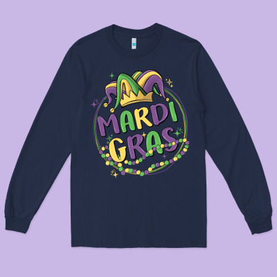 Mardi Gras Long Sleeve Tee Designed By Maliassmallbusiness
