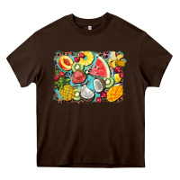 Chocolate Brown summer fruits background Heavy Core Tee - BarkalooDesign