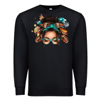 Black american football messy bun Premium Sweatshirt - texasbilliewilder