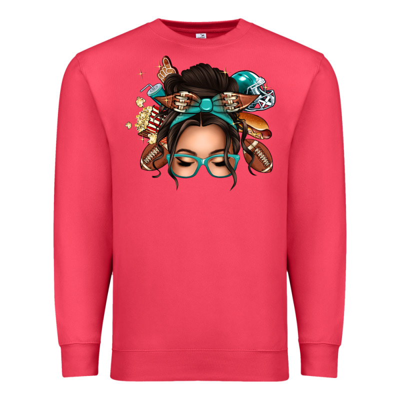 American Football Messy Bun Premium Sweatshirt by texasbilliewilder | Teevron