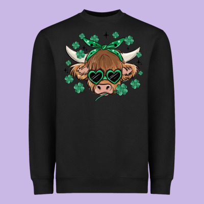 St Patrick's Day Cow Heavyweight Sweatshirt Designed By Maliassmallbusiness