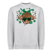 Heather Grey st patrick's day cow Heavyweight Sweatshirt - MaliasSmallBusiness
