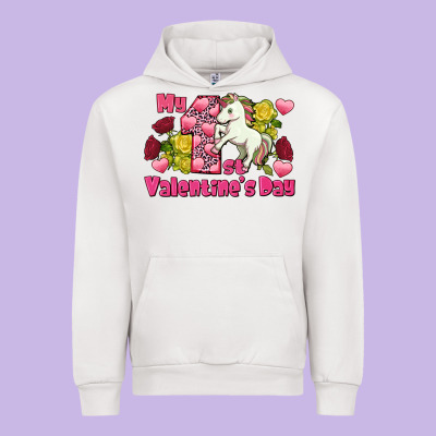 My First Valentine's Day Unicorn Urban Hoodie Designed By Fadigitalartstudio