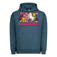 Pigment Midnight Navy My first Valentine's Day Unicorn Urban Hoodie - FaDigitalArtStudio
