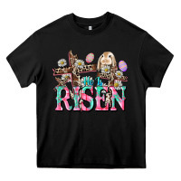 Black He is risen Easter Day Heavy Core Tee - CowGirlArtShop