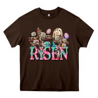 Chocolate Brown He is risen Easter Day Heavy Core Tee - CowGirlArtShop