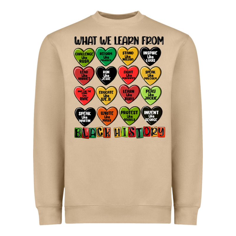 What We Learn From Black History Heavyweight Sweatshirt by MaliasSmallBusiness | Teevron