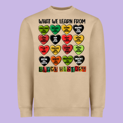 What We Learn From Black History Heavyweight Sweatshirt Designed By Maliassmallbusiness