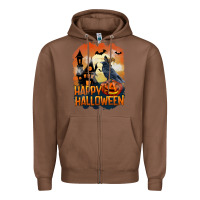 Chestnut Happy Halloween With Crow Zipper Hoodie - LillyAllenDesigns