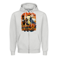 Dove Grey Happy Halloween With Crow Zipper Hoodie - LillyAllenDesigns