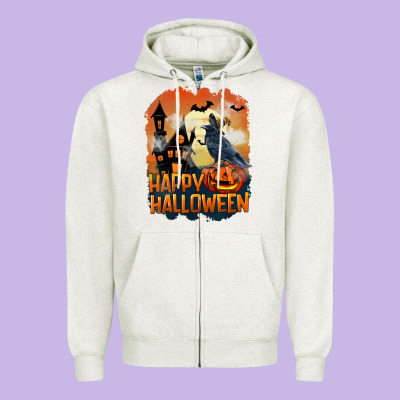 Happy Halloween With Crow Zipper Hoodie Designed By Lillyallendesigns