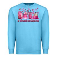 Ocean Blue In October We Wear Pink with Breast Cancer Coffee Premium Sweatshirt - texasbilliewilder