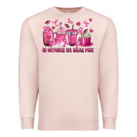 Pale Pink In October We Wear Pink with Breast Cancer Coffee Premium Sweatshirt - texasbilliewilder