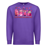 Purple In October We Wear Pink with Breast Cancer Coffee Premium Sweatshirt - texasbilliewilder