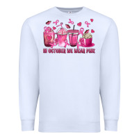 White In October We Wear Pink with Breast Cancer Coffee Premium Sweatshirt - texasbilliewilder