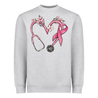 Heather Grey stethoscope nurse medical breast cancer awareness Heavyweight Sweatshirt - MaliasSmallBusiness