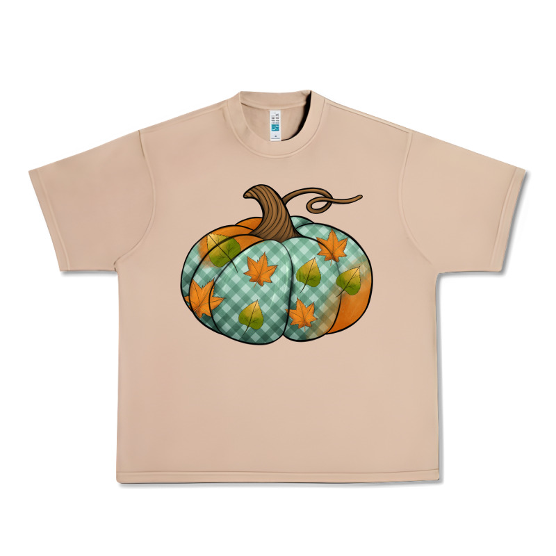 Blue Plaid Autumn Pumpkin Urban Heavy Tee by Jasminsmagicworld | Teevron