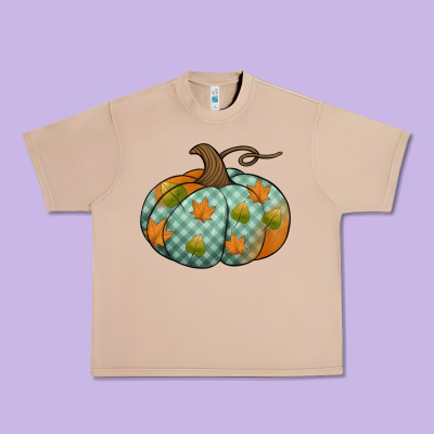 Blue Plaid Autumn Pumpkin Urban Heavy Tee Designed By Jasminsmagicworld