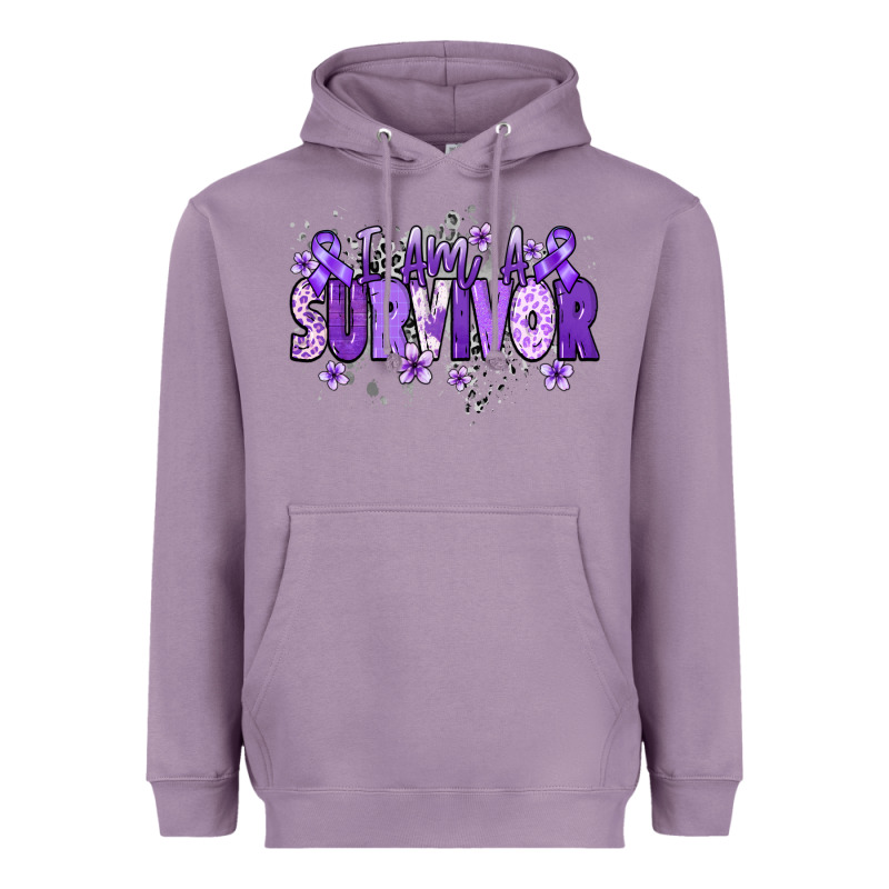 I Am A Survivor Purple Ribbon Heavyweight Hoodie by NancyCooperArtShop | Teevron