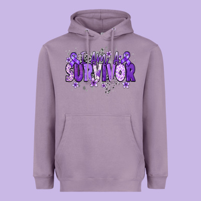 I Am A Survivor Purple Ribbon Heavyweight Hoodie Designed By Nancycooperartshop