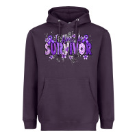 Plum I am a survivor purple ribbon Heavyweight Hoodie - NancyCooperArtShop