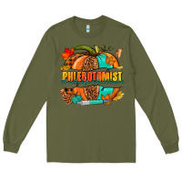 Army Green Phlebotomist pumpkin Long Sleeve Tee - NancyCooperArtShop