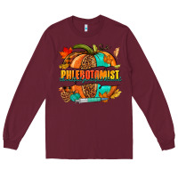 Burgundy Phlebotomist pumpkin Long Sleeve Tee - NancyCooperArtShop