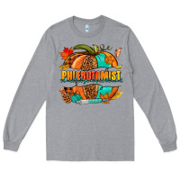 Heather Grey Phlebotomist pumpkin Long Sleeve Tee - NancyCooperArtShop