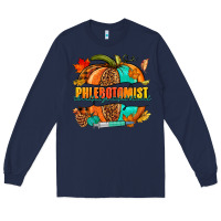 Navy Phlebotomist pumpkin Long Sleeve Tee - NancyCooperArtShop