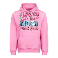 Fuchsia Pink I love you to the moon and back Valentine's Day Urban Hoodie - FaDigitalArtStudio