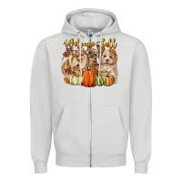 Dove Grey welcome fall with dogs Zipper Hoodie - LillyAllenDesigns